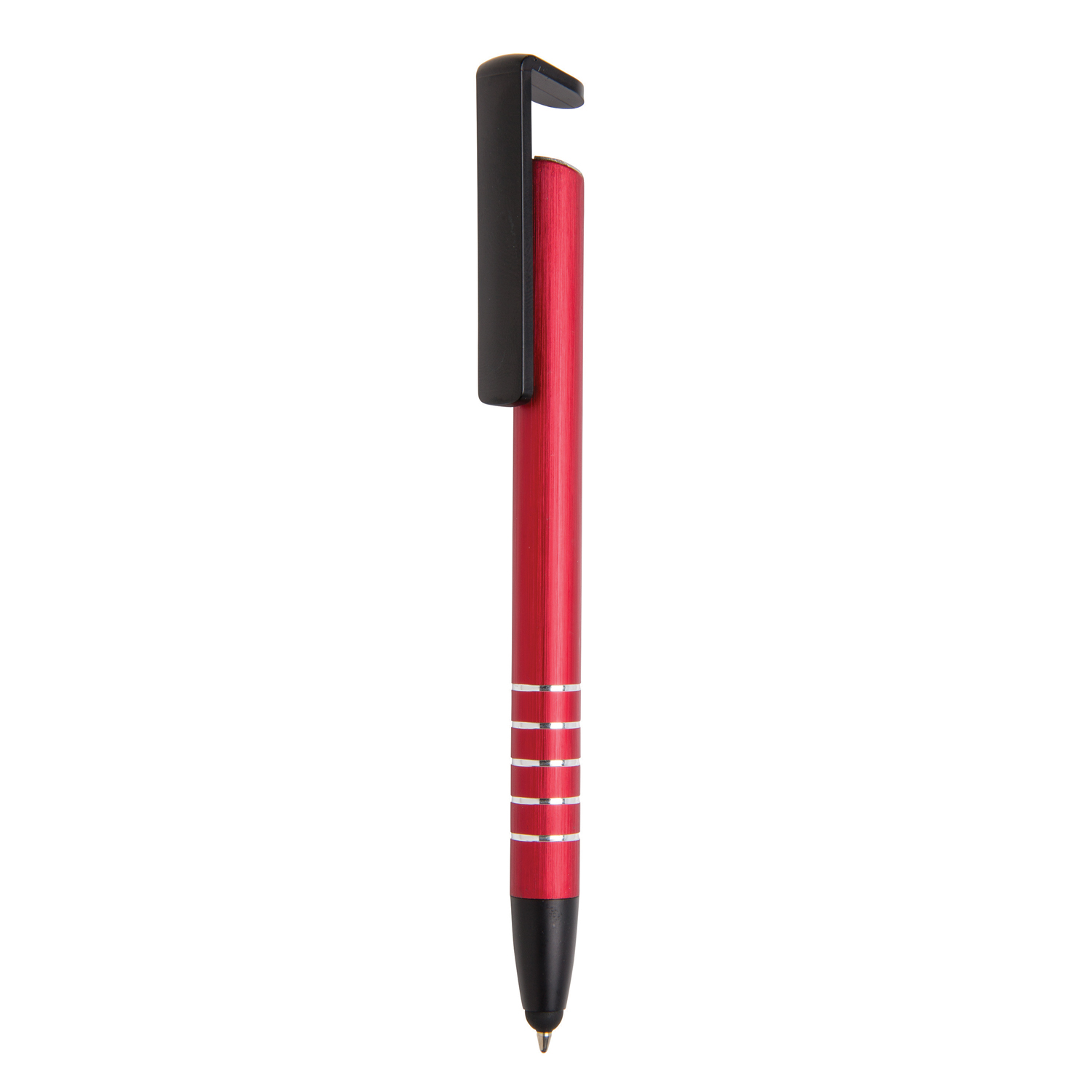 Алюминиевая ручка-стилус с подставкой для телефона, красный
